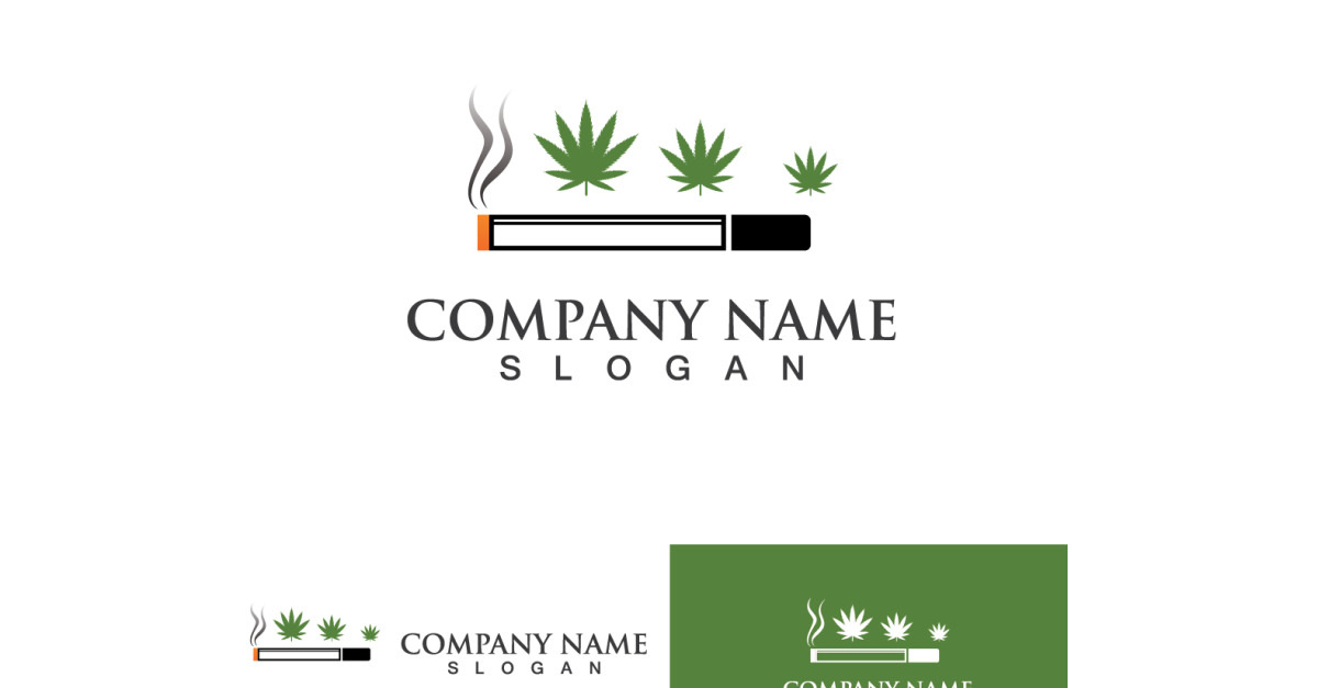 Vector de logotipo de hoja de humo de cannabis 1