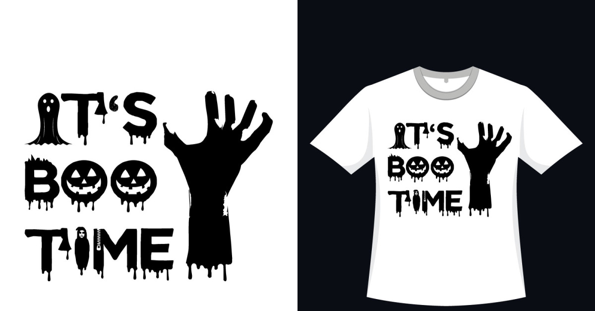 Spooky Halloween Tshirt Design With Ghost Bats And Typography