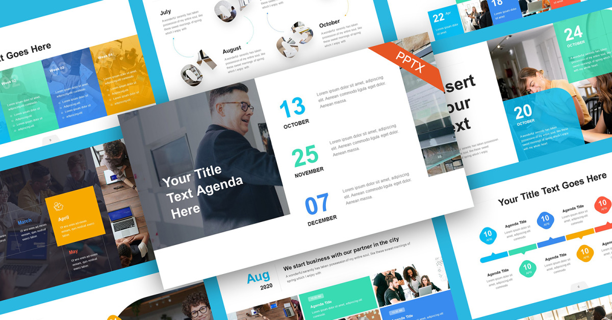 Modello di PowerPoint Planner Infografica - TemplateMonster