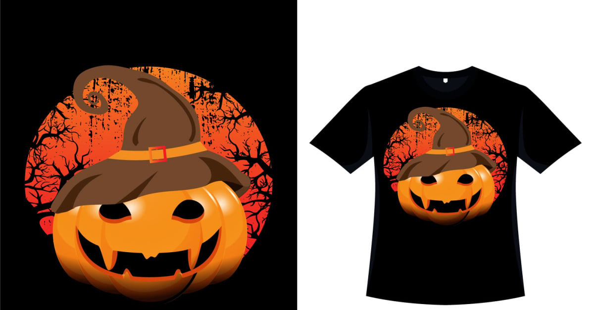 Halloween Pumpkin Scary T-shirt Design - TemplateMonster