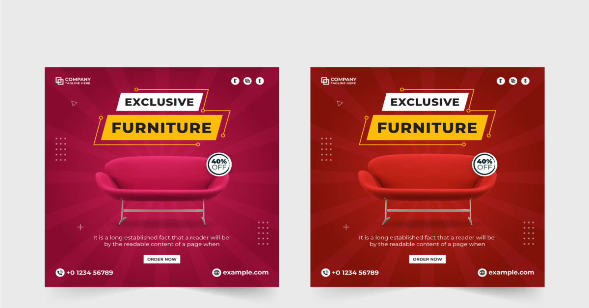 Furniture business social media post TemplateMonster