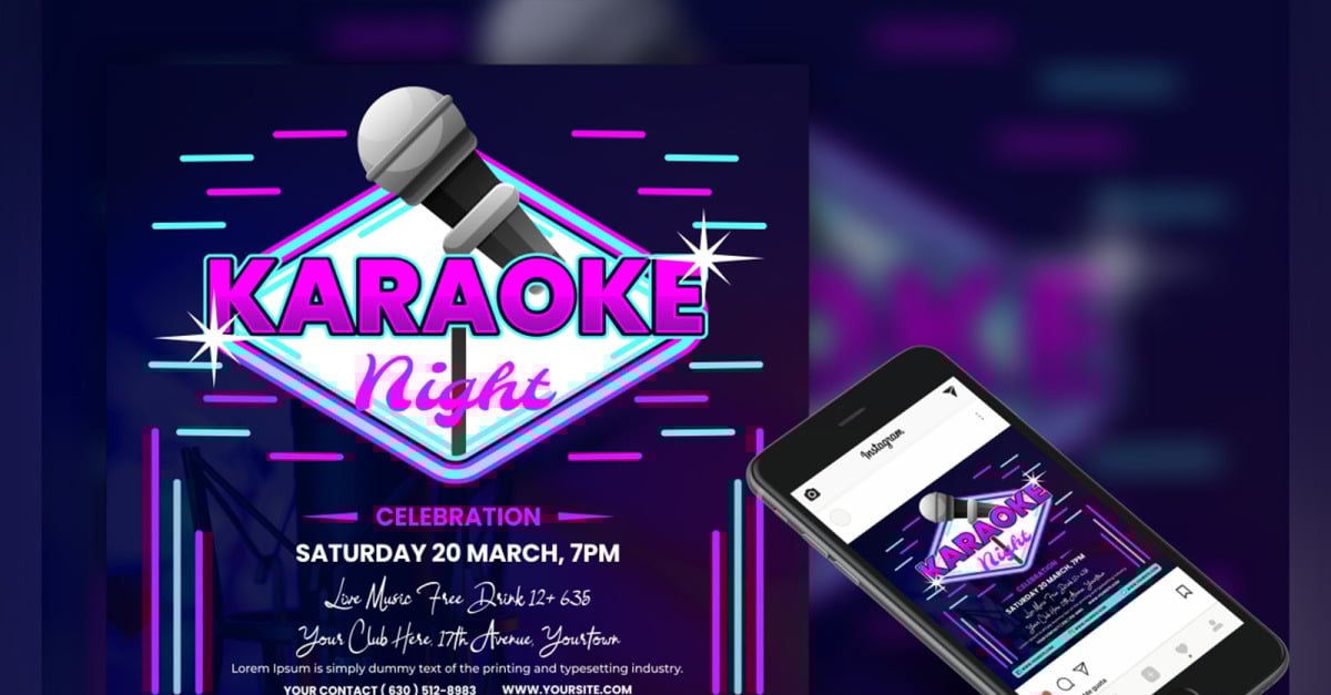 Karaoke Flyer Social Media 275867 TemplateMonster