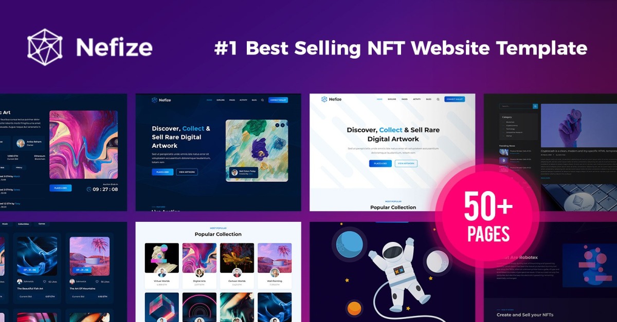 Nefize - Modèle HTML du marché NFT et du marché des devises ...