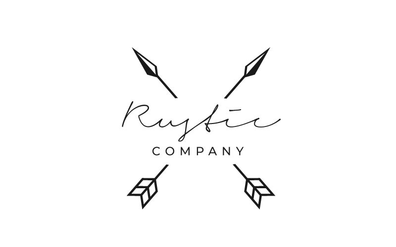 Retro Hipster Crossed Arrow Logo Design Template