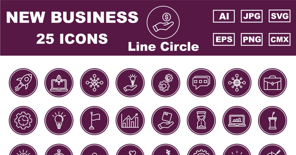 25 Premium New Business Line Circle Icon Pack