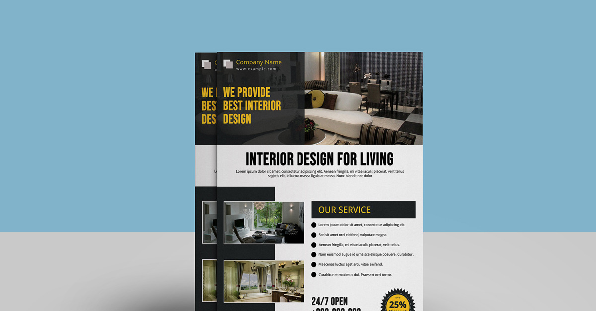 Folleto de diseño de interiores, plantilla de Word y Psd