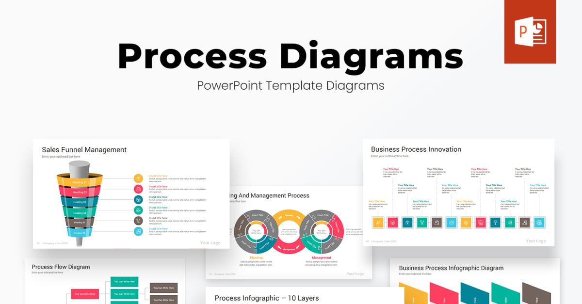 Diagramas de proceso Diseño de plantilla de PowerPoint