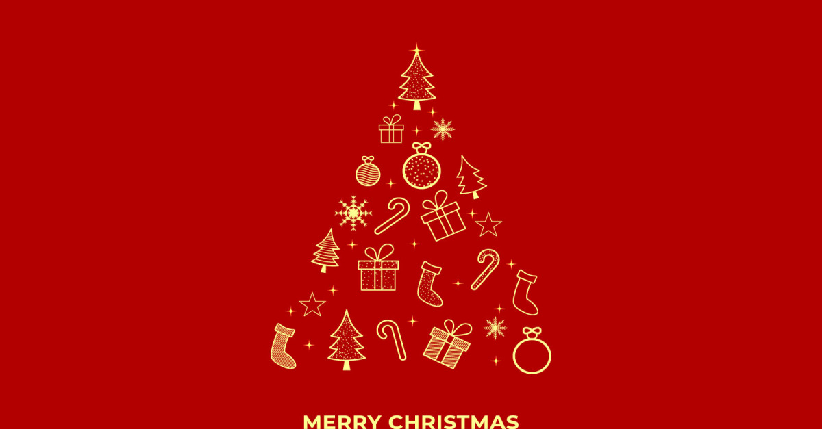 Carte-cadeau de Noël avec arbre doré - TemplateMonster