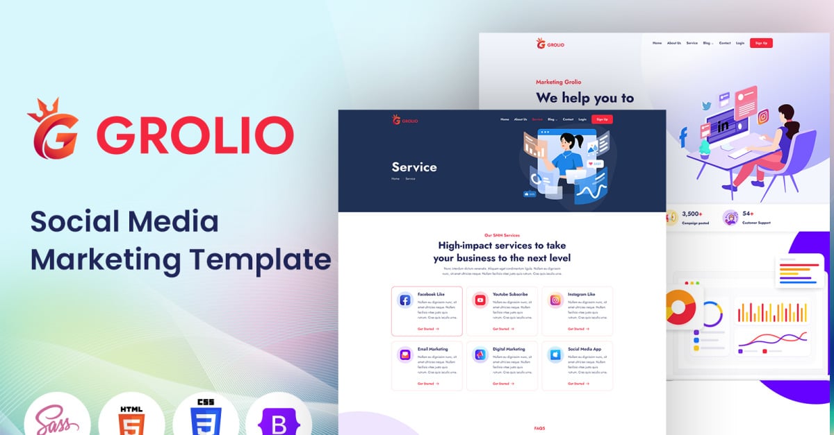 Grolio - Social Media Marketing SMM Template