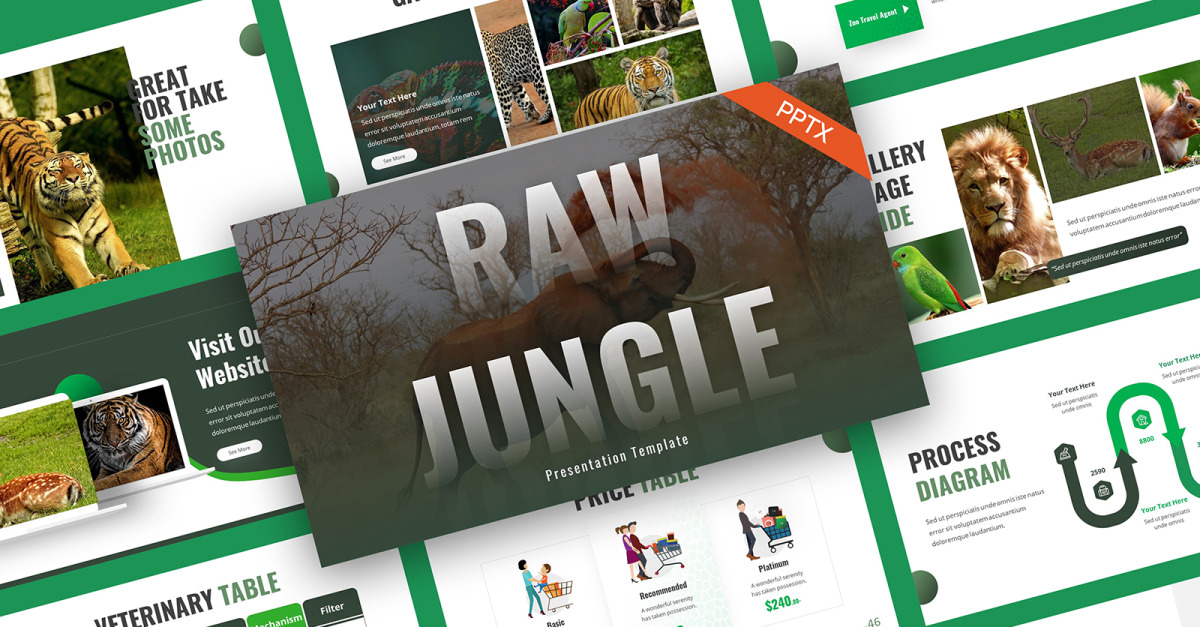 Plantilla de PowerPoint Animal RawJungle - TemplateMonster
