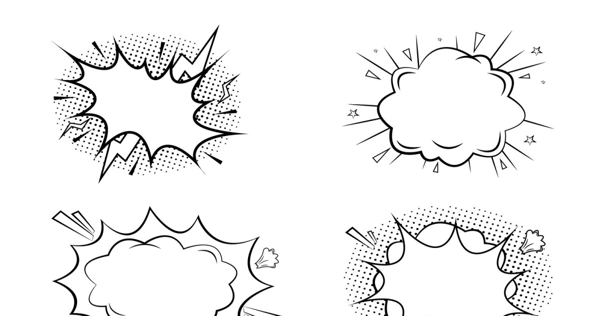 Conception d'éclatement de bande dessinée en noir et blanc
