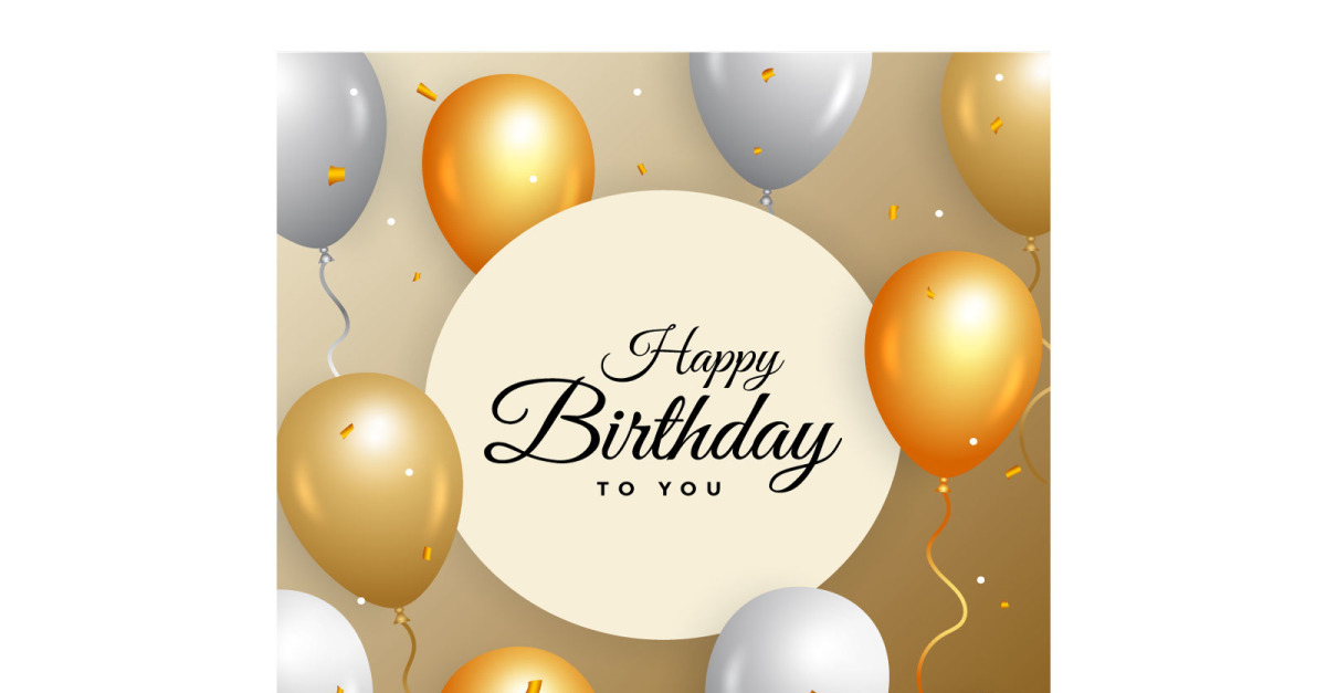 Birthday Card with Realistic Balloons TemplateMonster