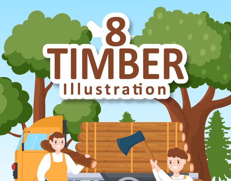 8 Tree Cutting and Timber Illustration - TemplateMonster