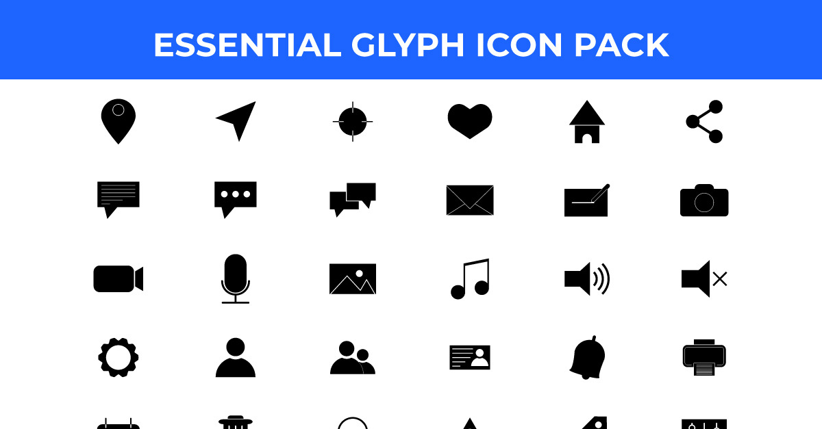 30 Glyph Essential Free Icon Pack Vector and SVG