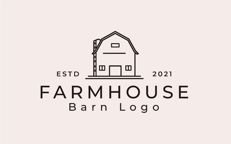 Création de Logo Vintage Retro Monoline Golden Wood Barn Farm