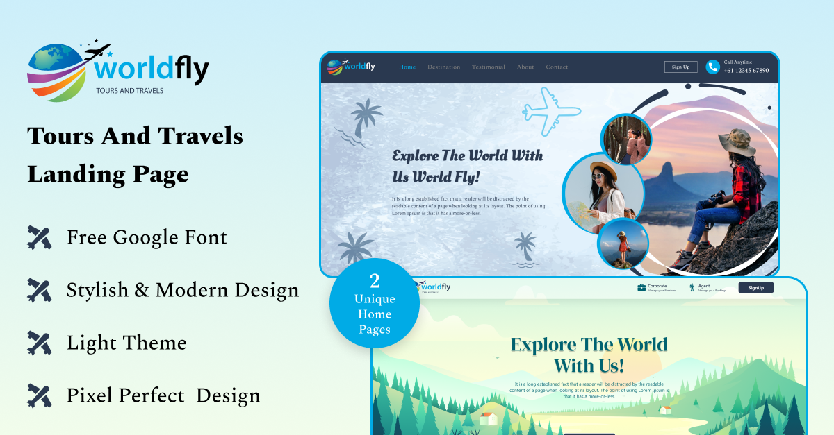 Agence de voyage - Landing Page Design Figma Kit