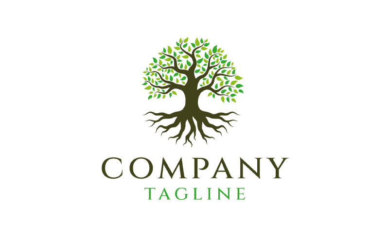 Vibrant Tree Logo, Tree And Root Logo Design Vector Template