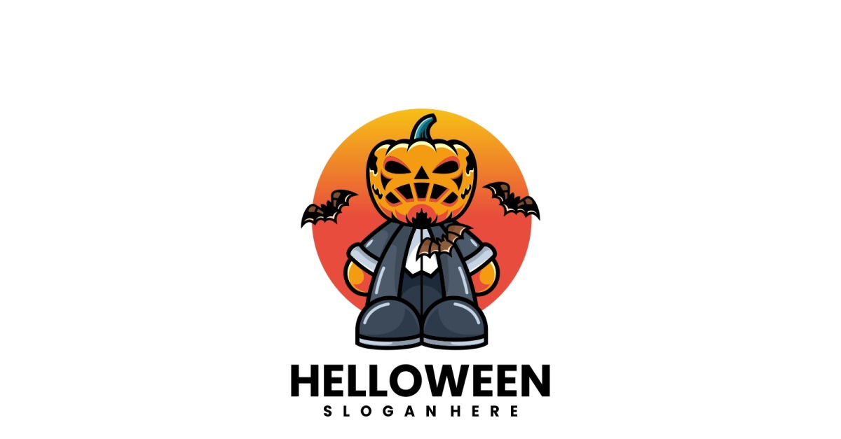 Logotipo de desenho animado de hipopótamo fofo de Halloween