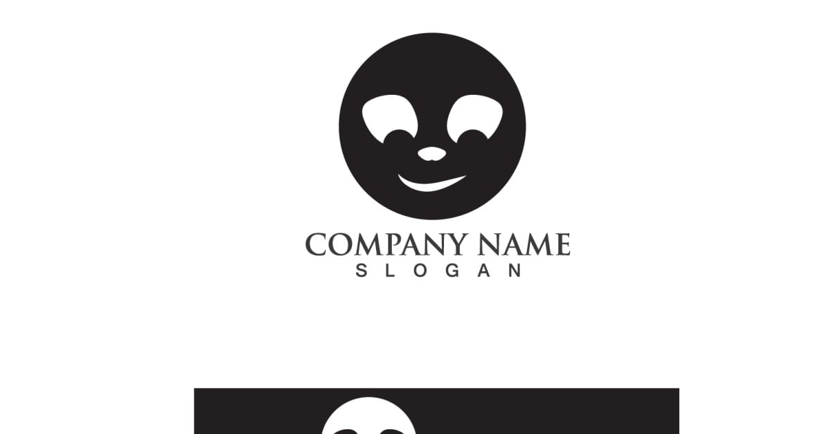 Panda Logo Black And White Head Vector V`8 - TemplateMonster