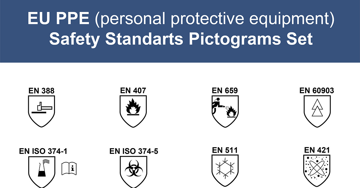 PPE Safety EN Standards Pictogram Set TemplateMonster