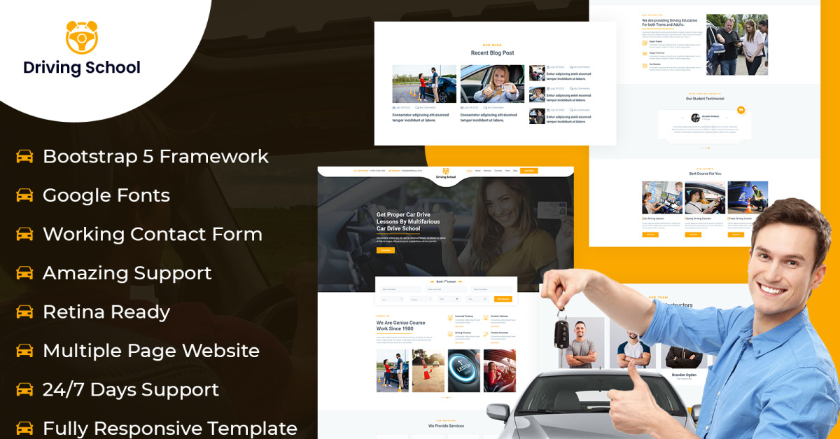 Driving-School HTML Website Template