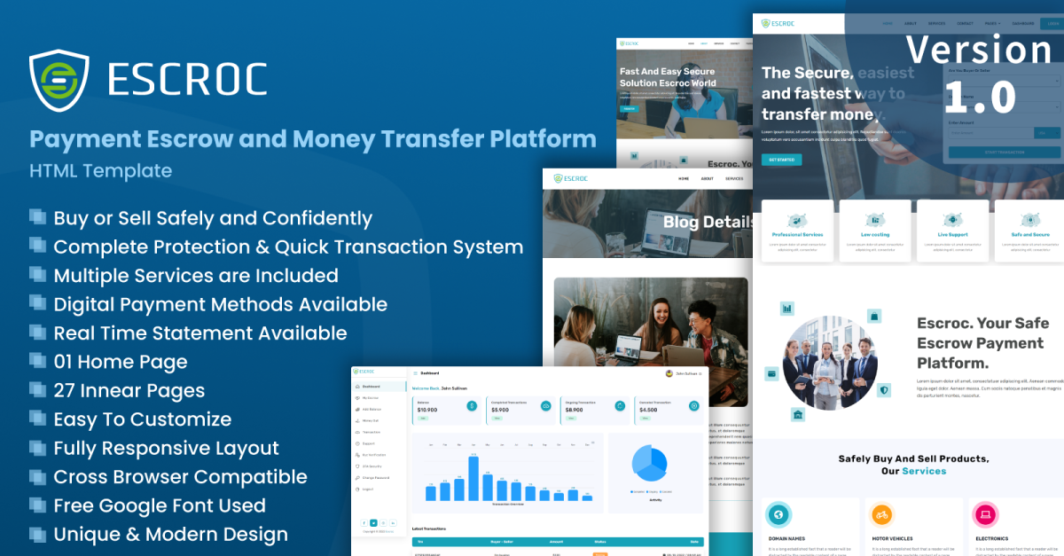 Escroc Payment Escrow Money Transfer HTML Template Escroc Payment Escrow Money Transfer HTML Template