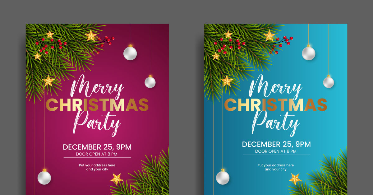 christmas-party-flyer-or-poster-design-template-decoration-with-pine-branch-and-christmas-ball for Free Printable Christmas Party Flyer Templates Christmas Party Flyer Or Poster Design Template Decoration With Pine Branch And Christmas Ball for Free Printable Christmas Party Flyer Templates