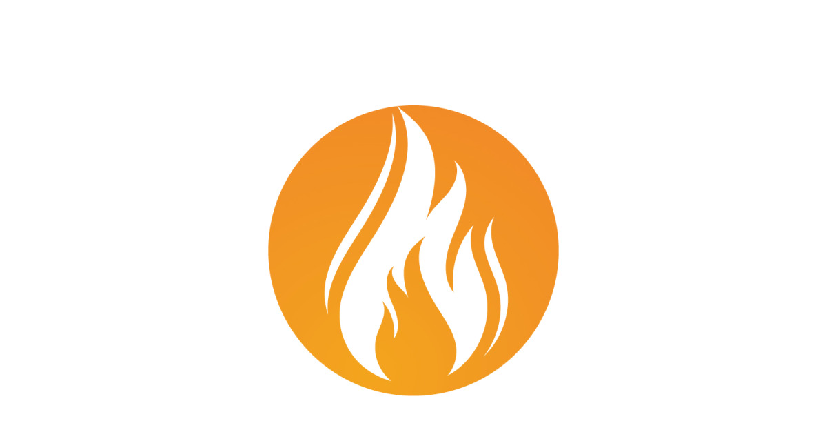 Logotipo de vetor de chama de fogo Símbolo de gás quente e energia V18