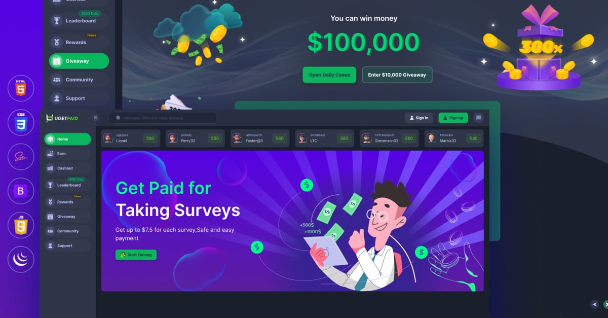 Ugetpaid - Online Survey For Get Paid Website HTML Template