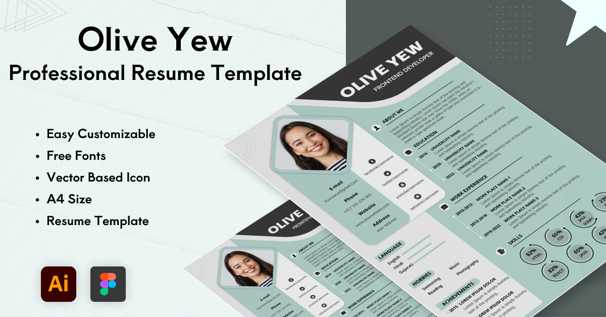 Olive Yew - Professional Resume Template Free