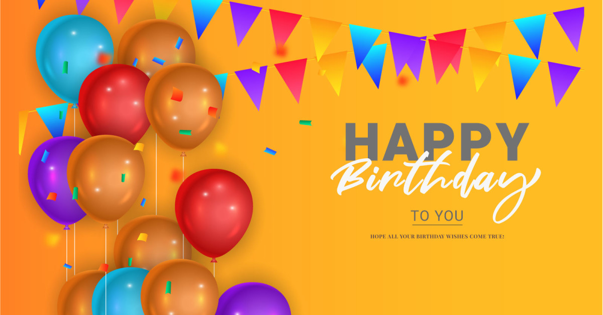 Birthday congratulations template design with Colorful balloons birthdays