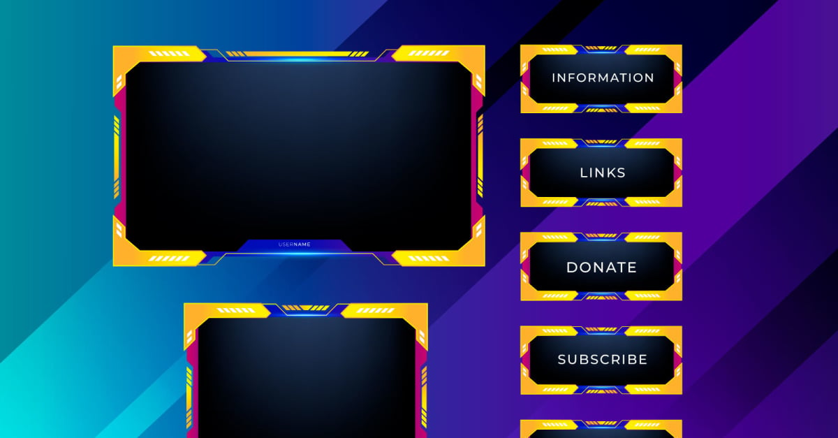 Twitch stream overlay package including facecam overlay, twitch panels ...