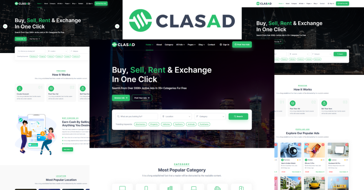 Clasad - Classified Ads and Listing HTML5 Template