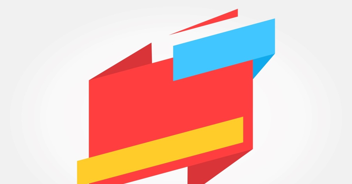Blue And Red Color Popup Ribbon Vector Banner