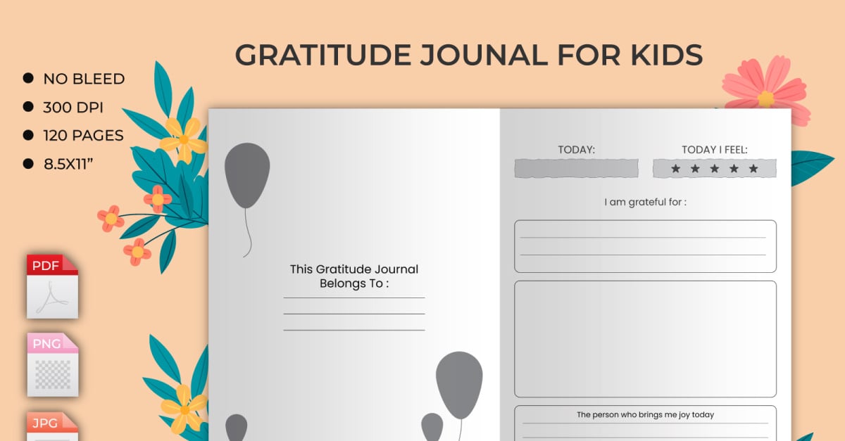 Diario della gratitudine per bambini | 5 minuti di gratitudine: Libro della  gratitudine | Diario della gratitudine da compilare | Coltivare la