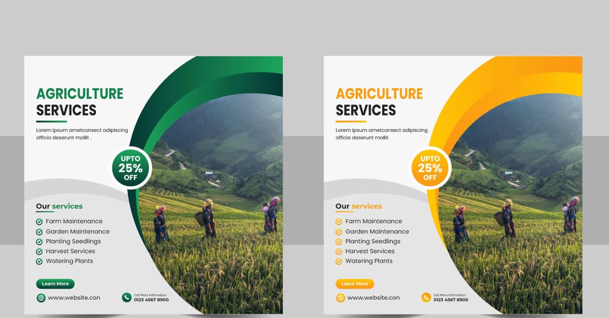 Agriculture farming service social media post banner template