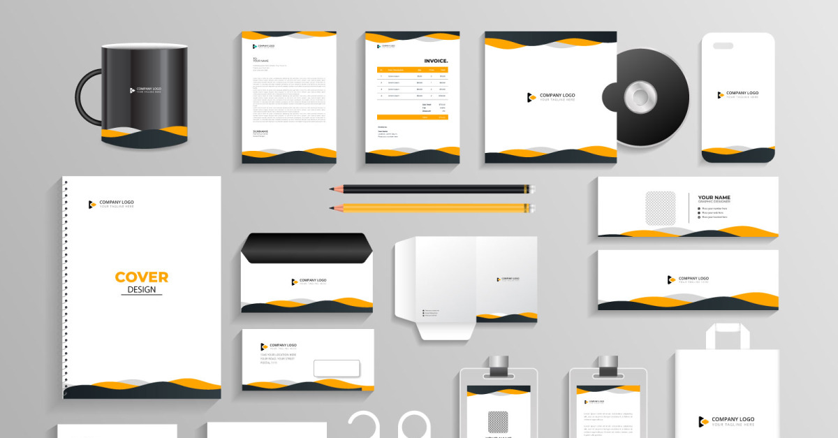 Office stationery items and Corporate branding identity Template for ...