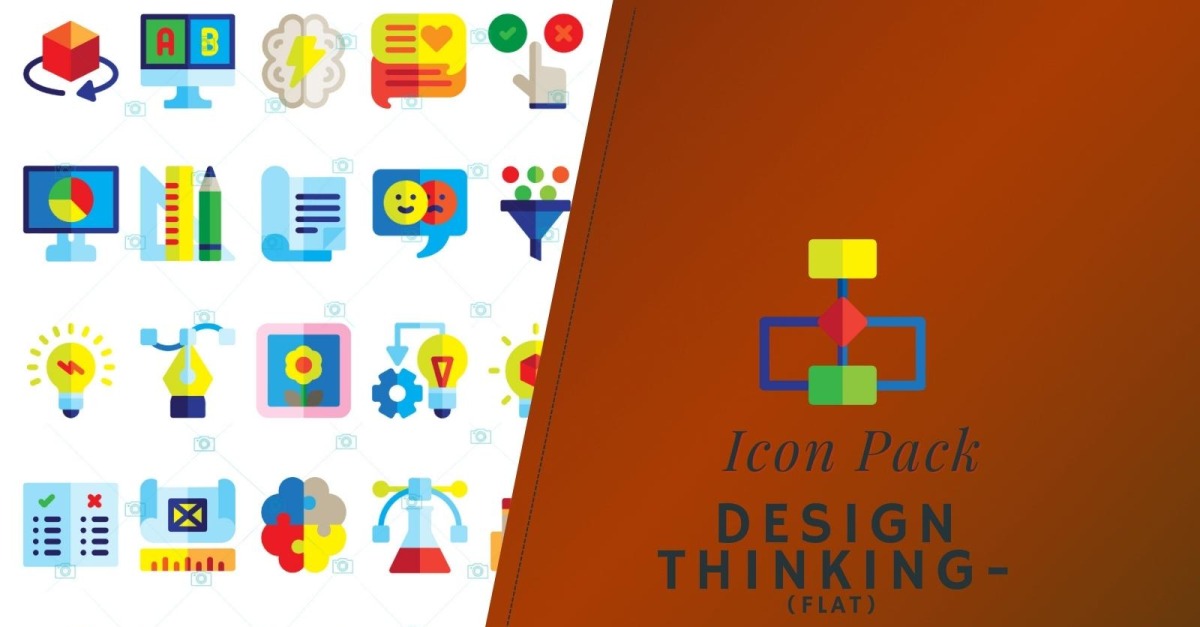 Paquete de iconos: Design Thinking Flat 50 - TemplateMonster