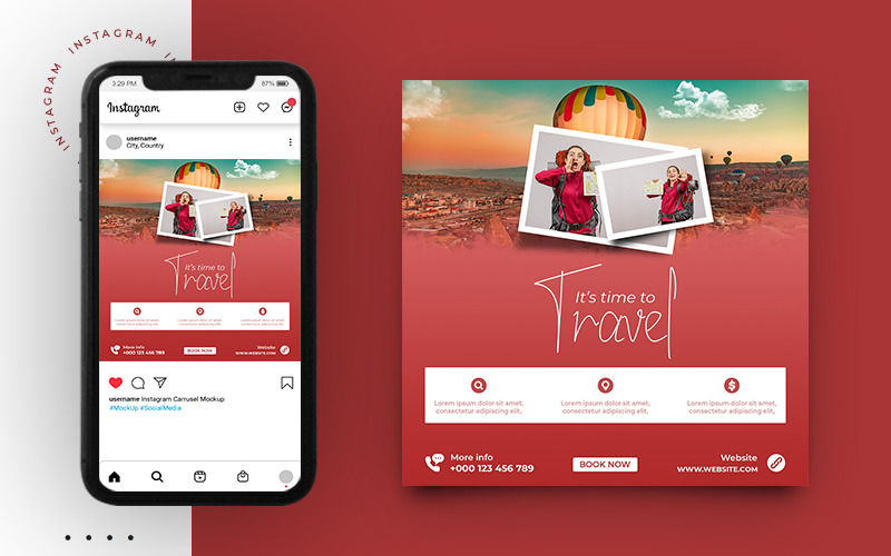 Travel Promotion Social Media Post Banner Template Design