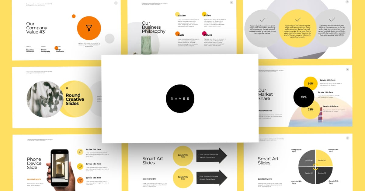 Ravee Clean Business PowerPoint Template - TemplateMonster