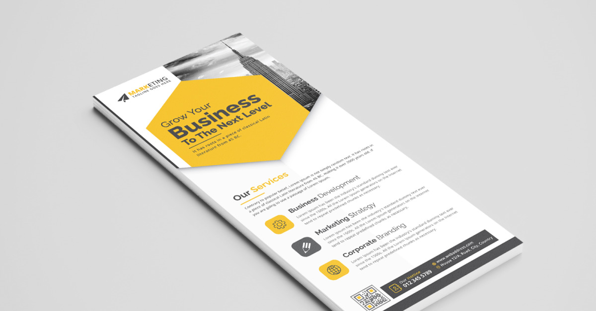 Corporate DL Flyer, Rack Card Design with Polygon Shapes