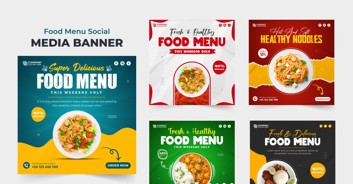 Fresh food promotional template bundle - TemplateMonster