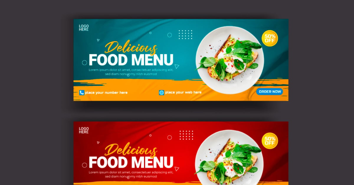 Vector Food menu and restaurant social media cover template