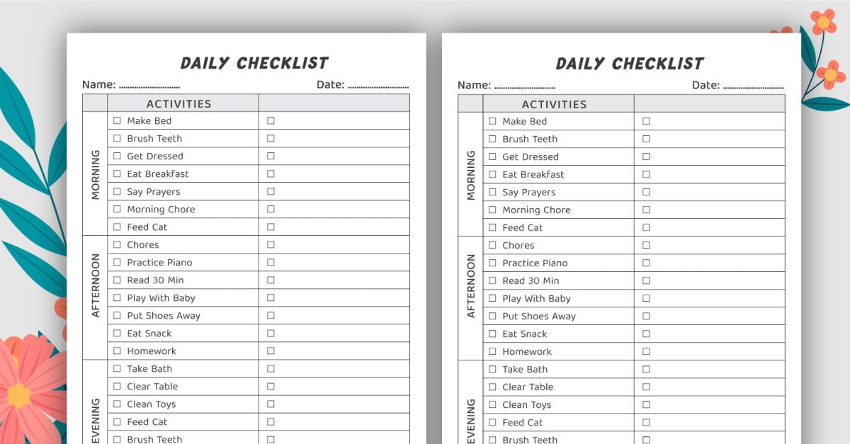 Daily Checklist Planner Template Or Logbook - TemplateMonster