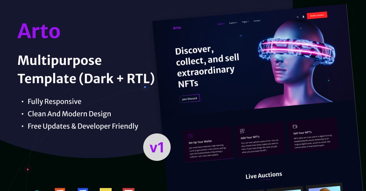 Arto - Tailwind CSS NFT HTML Landing Page Template