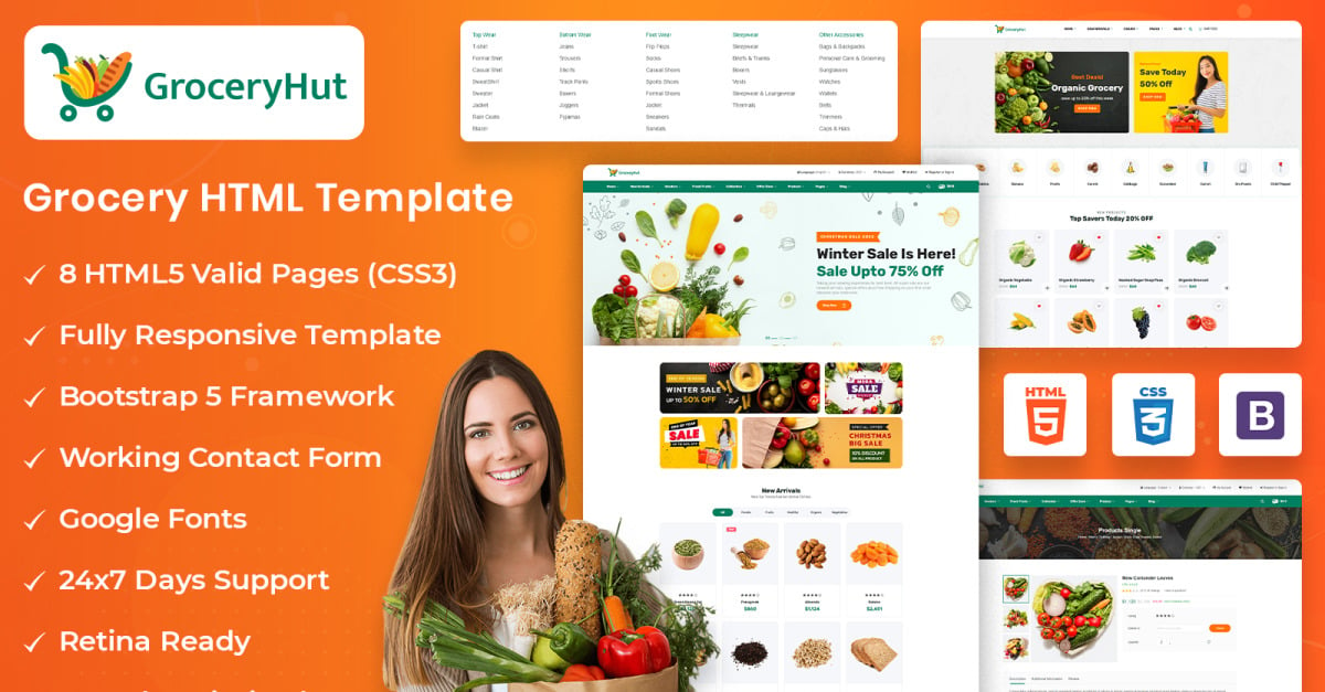 Grocery Hut - ECommerce Responsive HTML Website Template