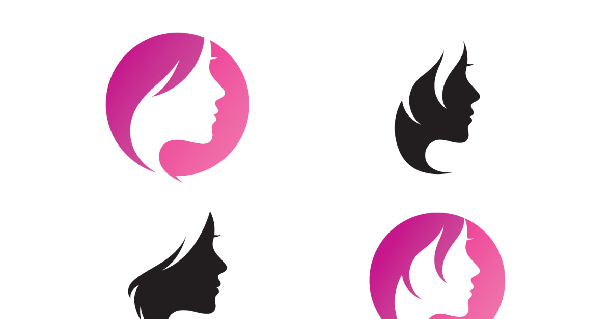 Beautiful Female Face Logo Line Art By Vasya Kobelev | TheHungryJPEG