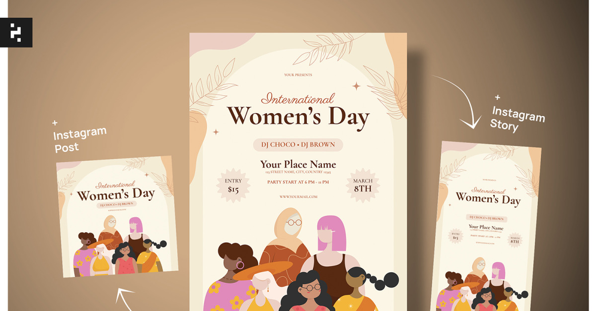 International Womens Day Flyer - Boho Style - TemplateMonster