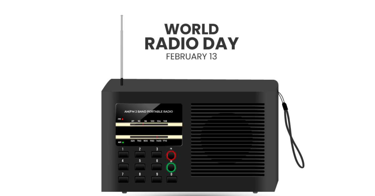 Vector world radio day with realistic radio design concept illustration