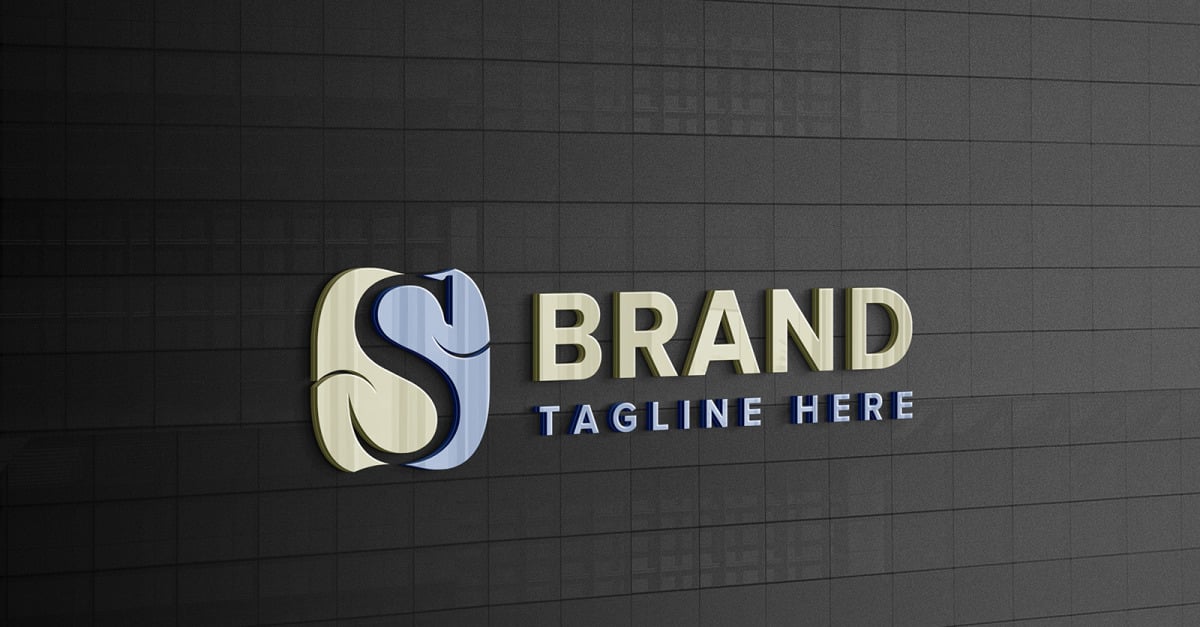 Close Up 3D Logo Mockup on Company Black Wall